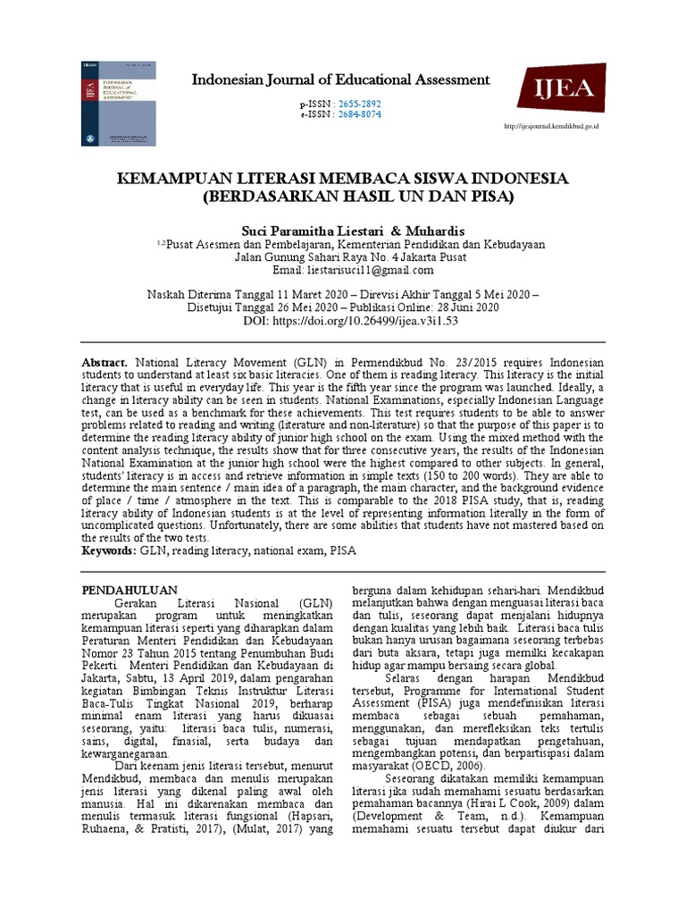Kemampuan Literasi Siswa Indonesia | PDF | Literacy | Human Communication