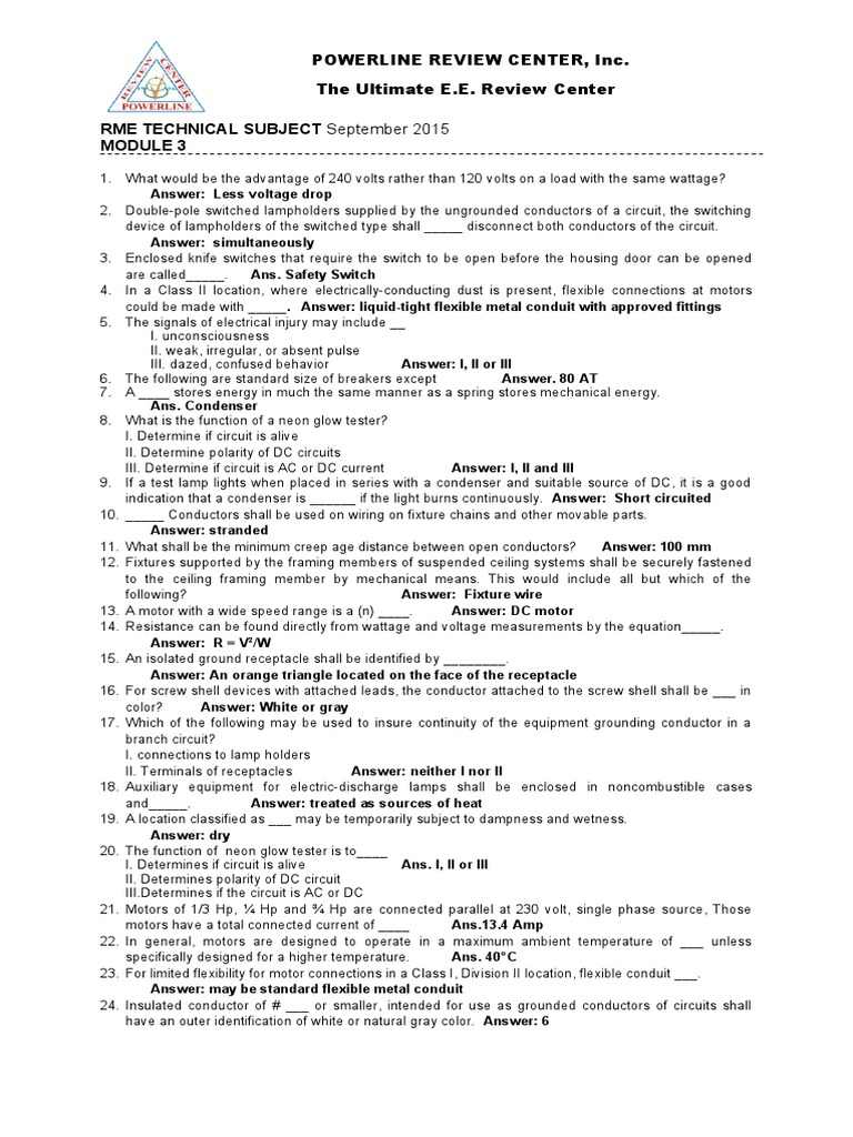 RME TECHNICAL SUBJECT September 2015 Powerline Review Center, Inc. The