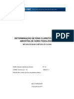 DETERMINAÇÃO DE ÍONS CLORETO EM UMA AMOSTRA DE SORO FISIOLÓGICO 