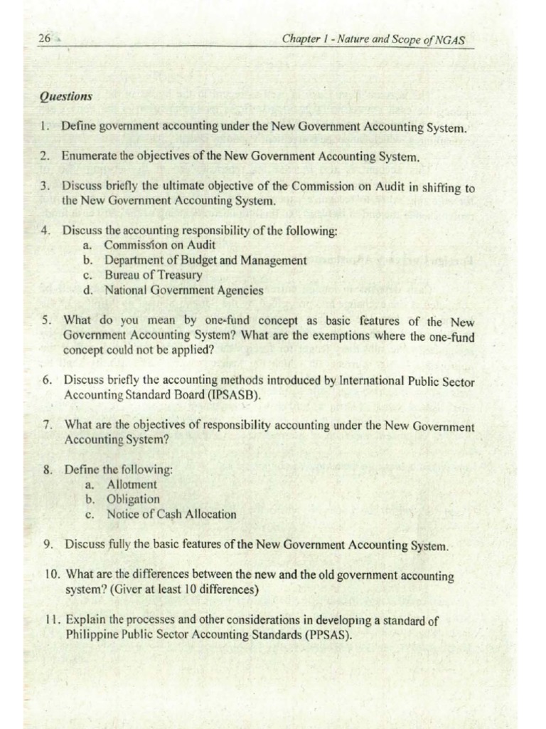 Chapter 1 Government Accounting Questions PDF