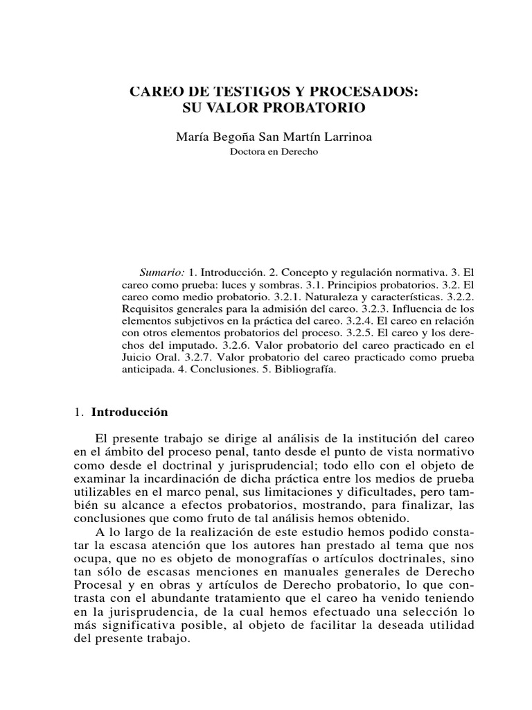 Valor probatorio del careo de testigos | PDF | Caso de ley | Ley procesal
