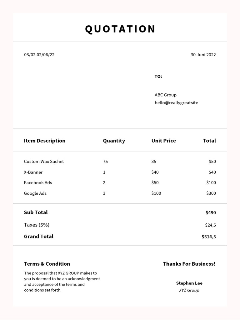 Contoh Quotation PDF