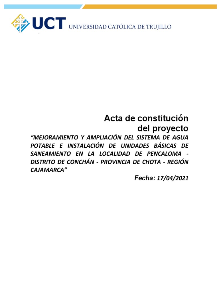 Plantilla Acta de Proyecto | PDF | Agua | Presupuesto