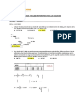 Examen Final DE Matemática para LOS Negocios