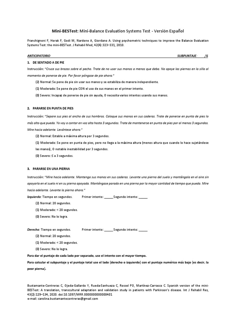 MiniBESTest Spanish | PDF