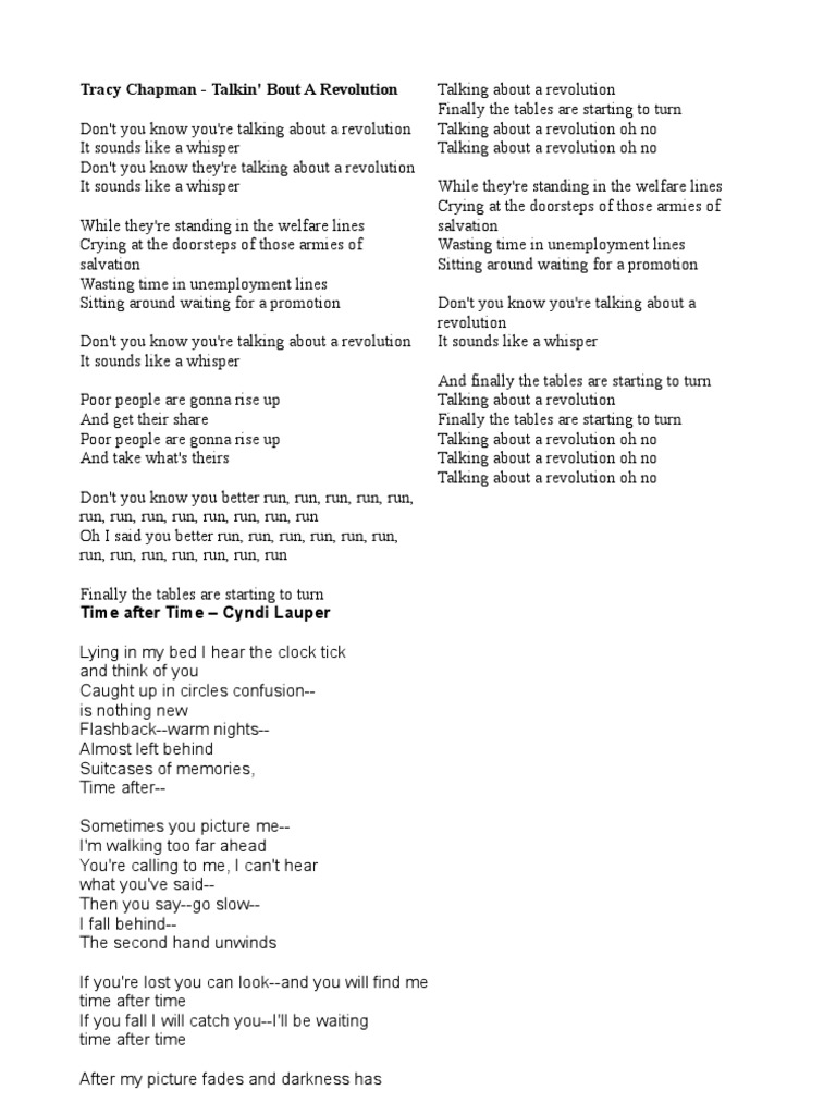 Tracy chapman talkin bout a revolution pdf entertainment