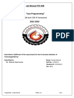 Lab Manual PCS 408 "Java Programming" (B-Tech CSE IV Semester) 2021-2022