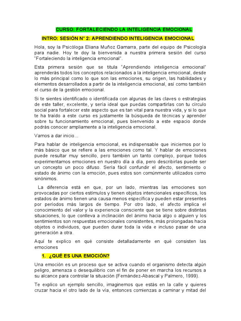 Taller de Inteligencia Emocional 2023 | PDF | Las emociones ...