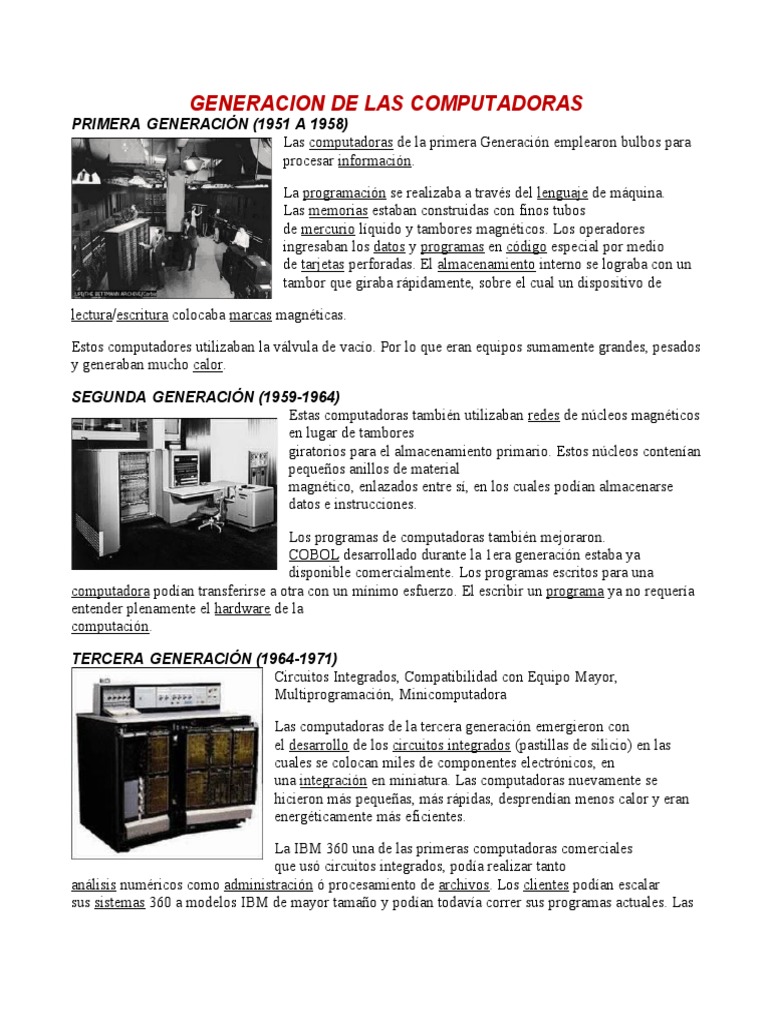 Evolución de las Generaciones de Computadoras | PDF | Computadoras ...