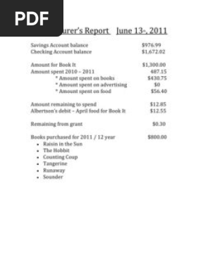 treasurers report    june 13th
