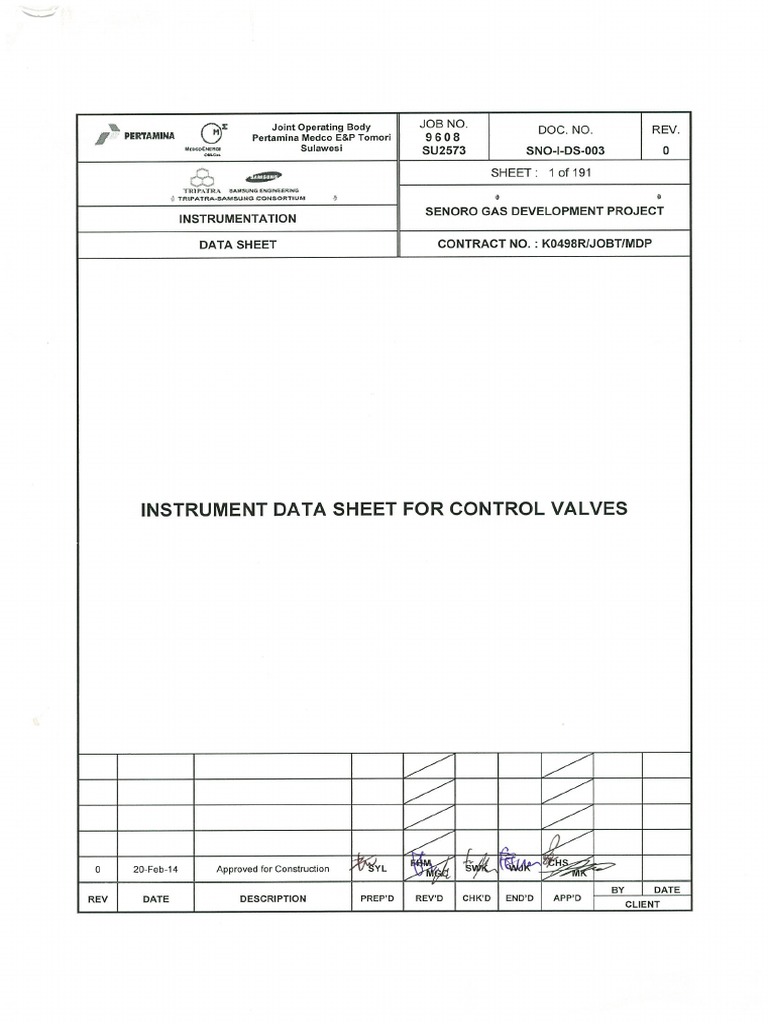 Control Valves Data Sheet Summary | PDF | Pressure | Valve