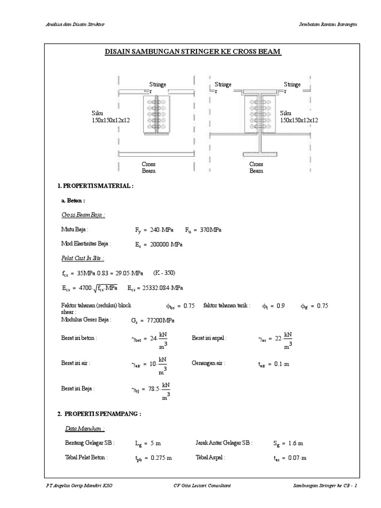 Disain Sambungan Stringer Jembatan | PDF