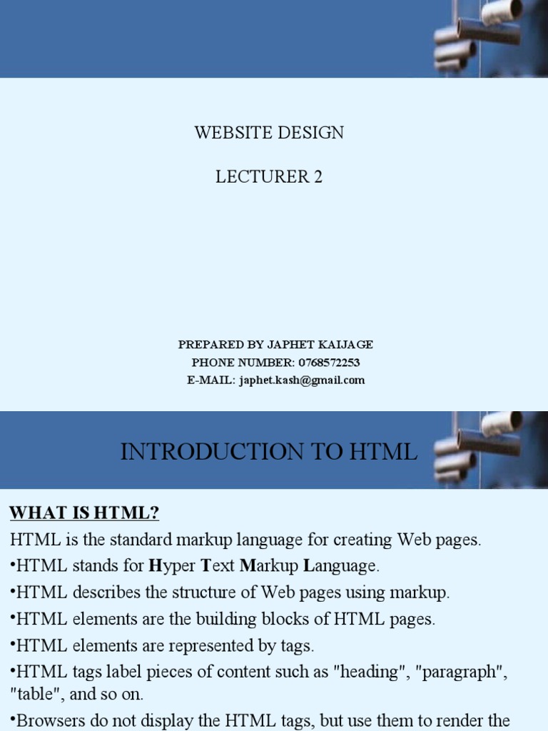 Introduction to HTML Basics | PDF | Html Element | Html