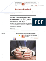 France's Pernod Puts India Investments On Hold, Cites Protracted Tax Fight