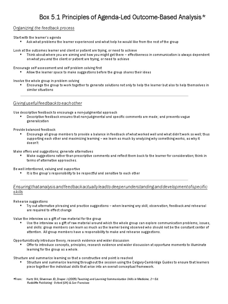 Agenda-Led Feedback Analysis Model | PDF | Learning | Behavior Modification