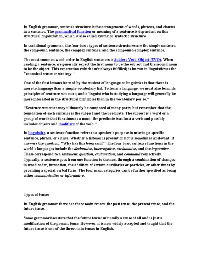 Understanding English Tenses and Structure | PDF | Grammatical Tense ...