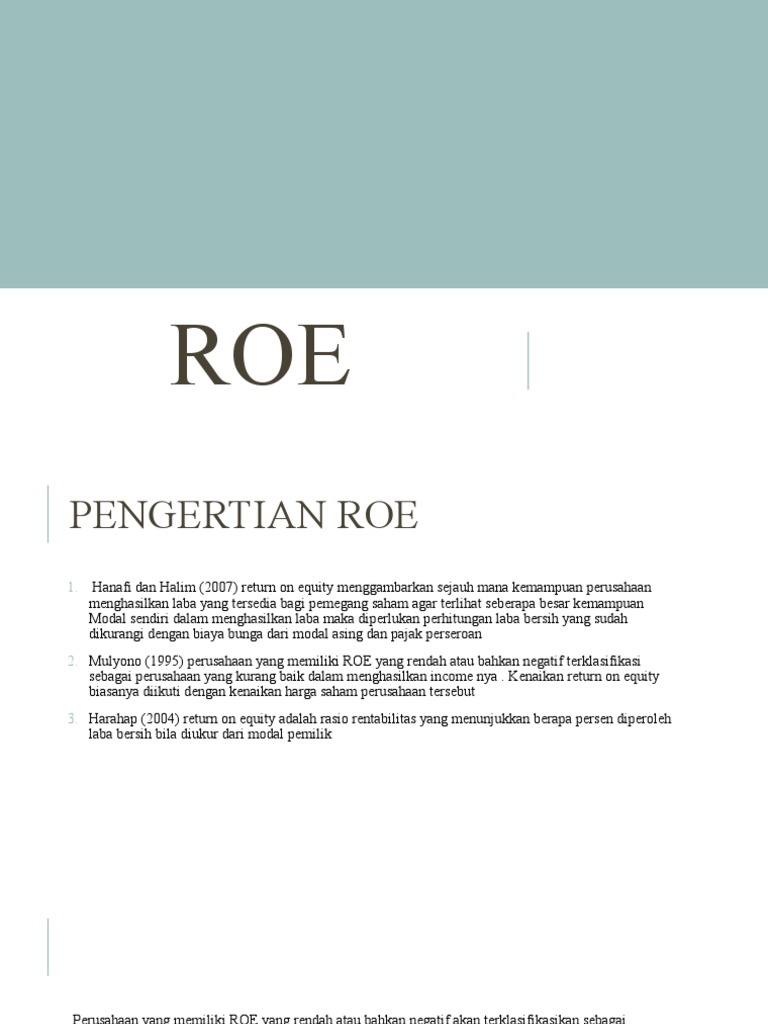 Pengertian dan Analisis ROE | PDF | Pengelolaan Keuangan & Uang