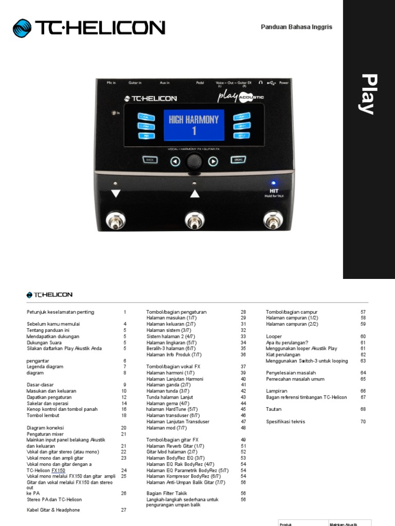 TcHelicon Play Acoustic Manual English PDF