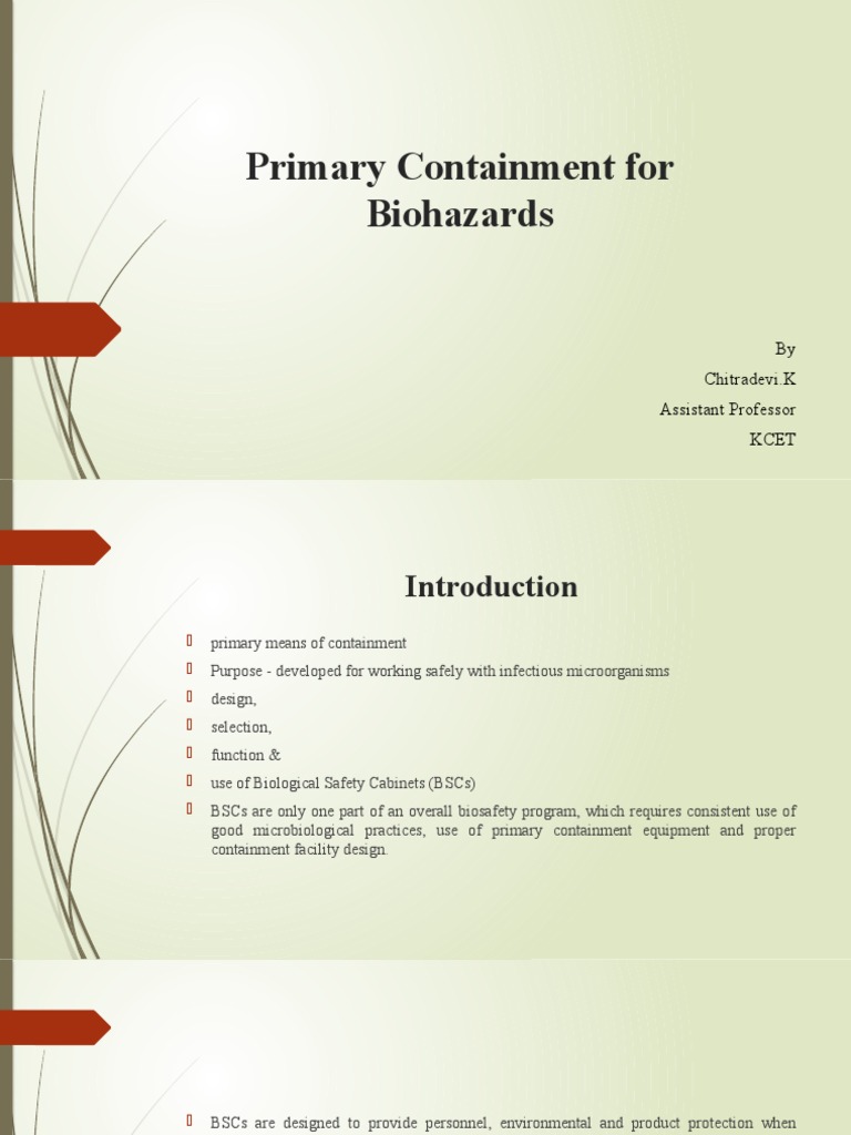 Primary Containment For Biohazards PDF Personal Protective Equipment Safety