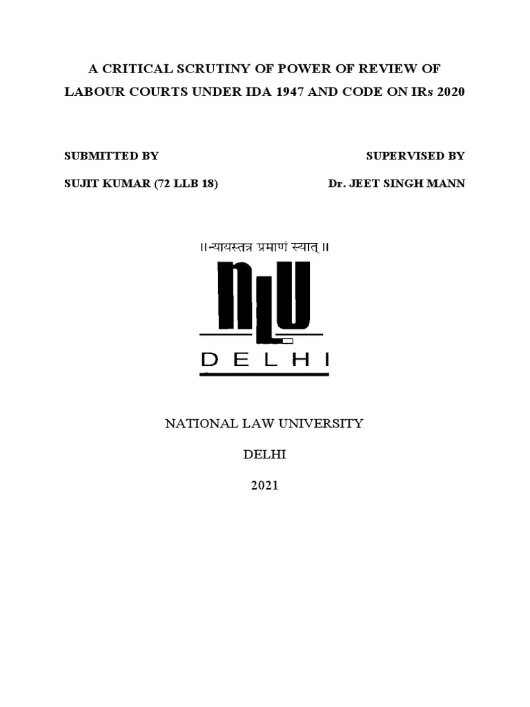 Power of Review Labour Courts or Industrial Tribunals PDF Supreme