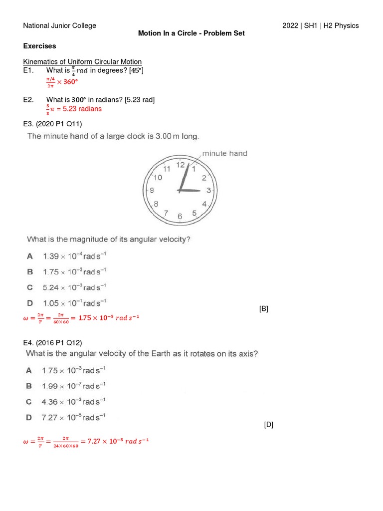 H2 Physics Circular Motion Set | PDF | Rotation Around A Fixed Axis ...