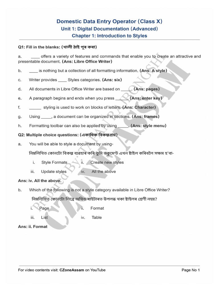 Unit 1 Ch1 - Introduction To Styles | PDF