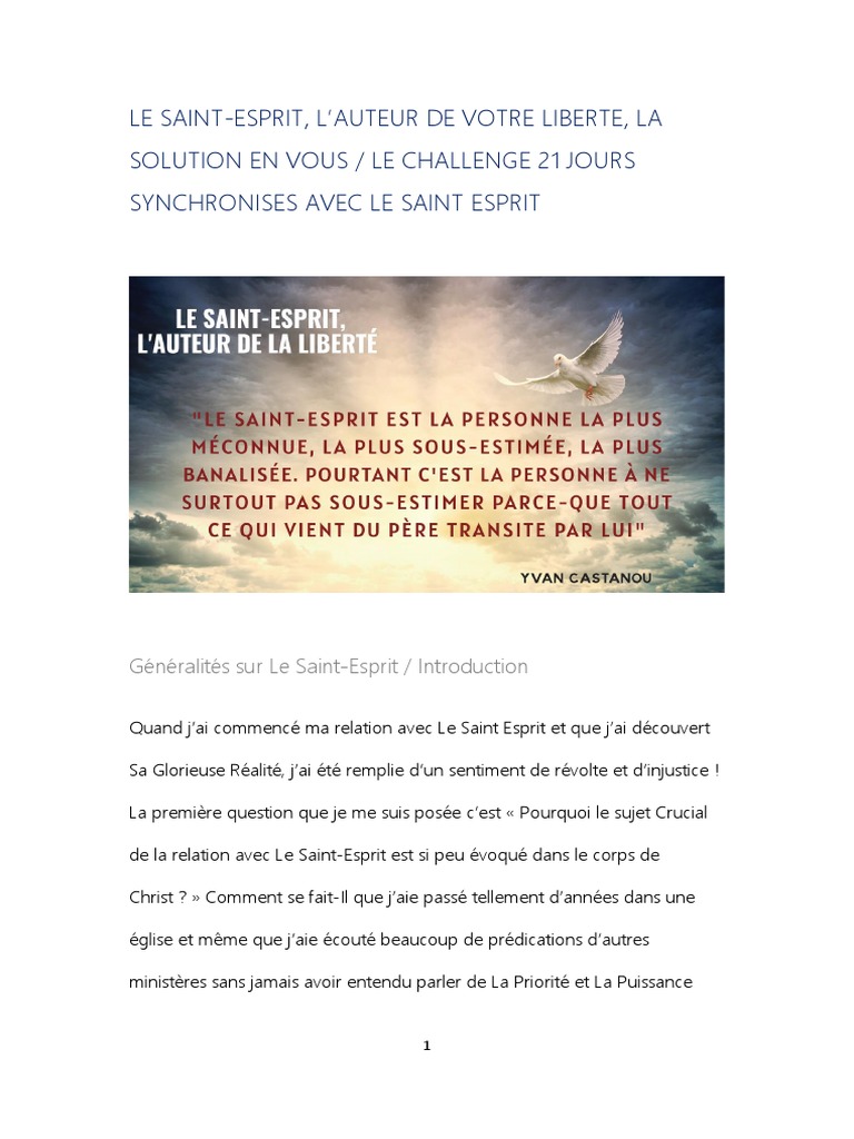 Marcher avec le Saint-Esprit en 21 jours | PDF | Saint-Esprit | Dieu