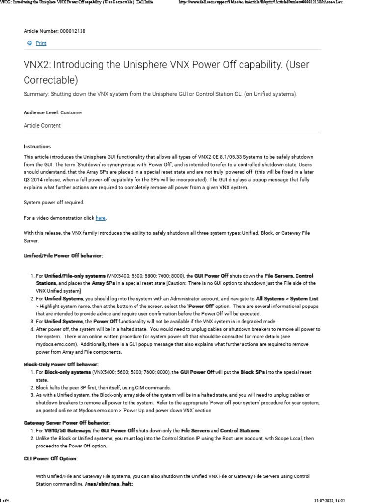VNX2 Unisphere Power Off Guide | PDF | File System | Command Line Interface