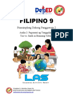 F9Q1-LAS-L2-W2-A2-Pagsusuri NG Tunggaliang Tao Vs Sarili Sa Binasang Nobela