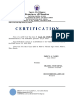 Certification: Department of Education