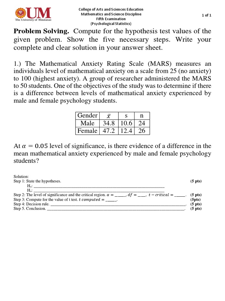 problem solving questionnaire pdf