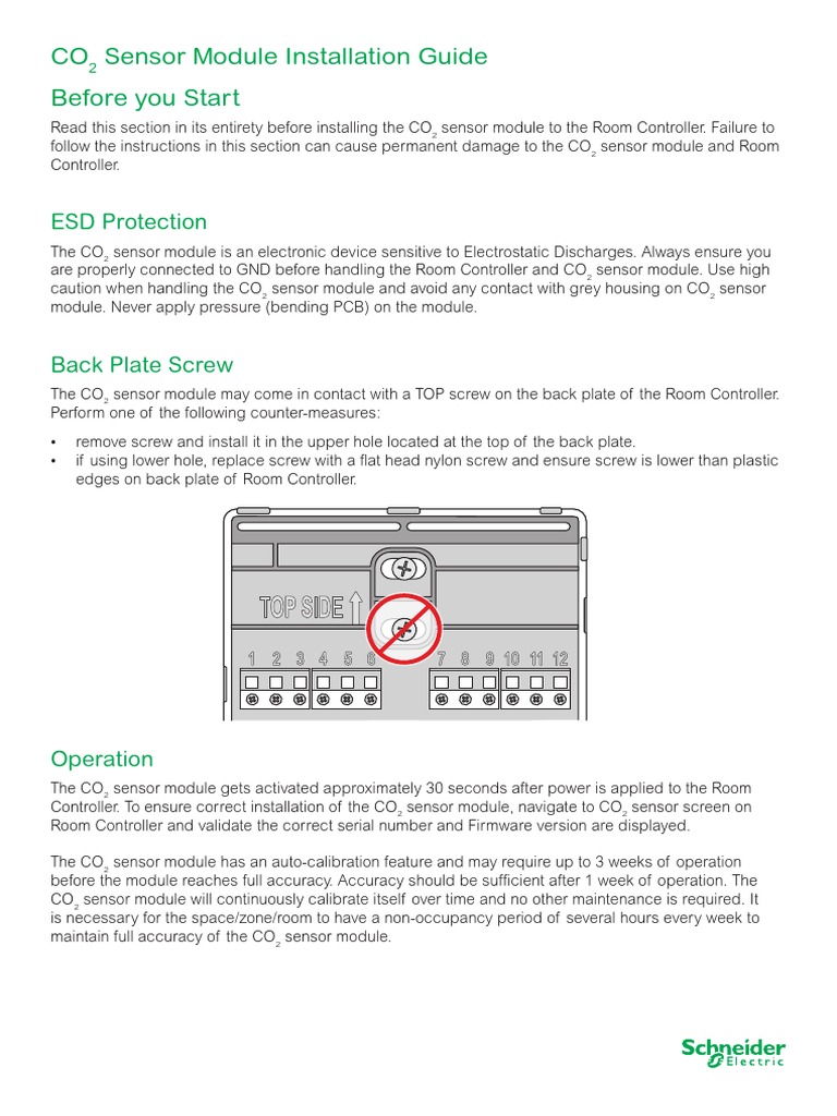 CO2 Sensor Module - SE8000 Series Room Controller - Installation Sheet ...
