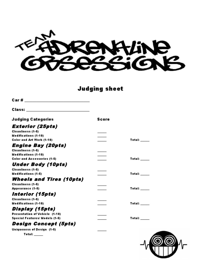 Car Show Judging Sheet Template | PDF | Business