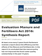 Evaluation Manure and Fertilisers Act 2016 Synthesis Report PBL Netherlands Environmental Assessment Agency