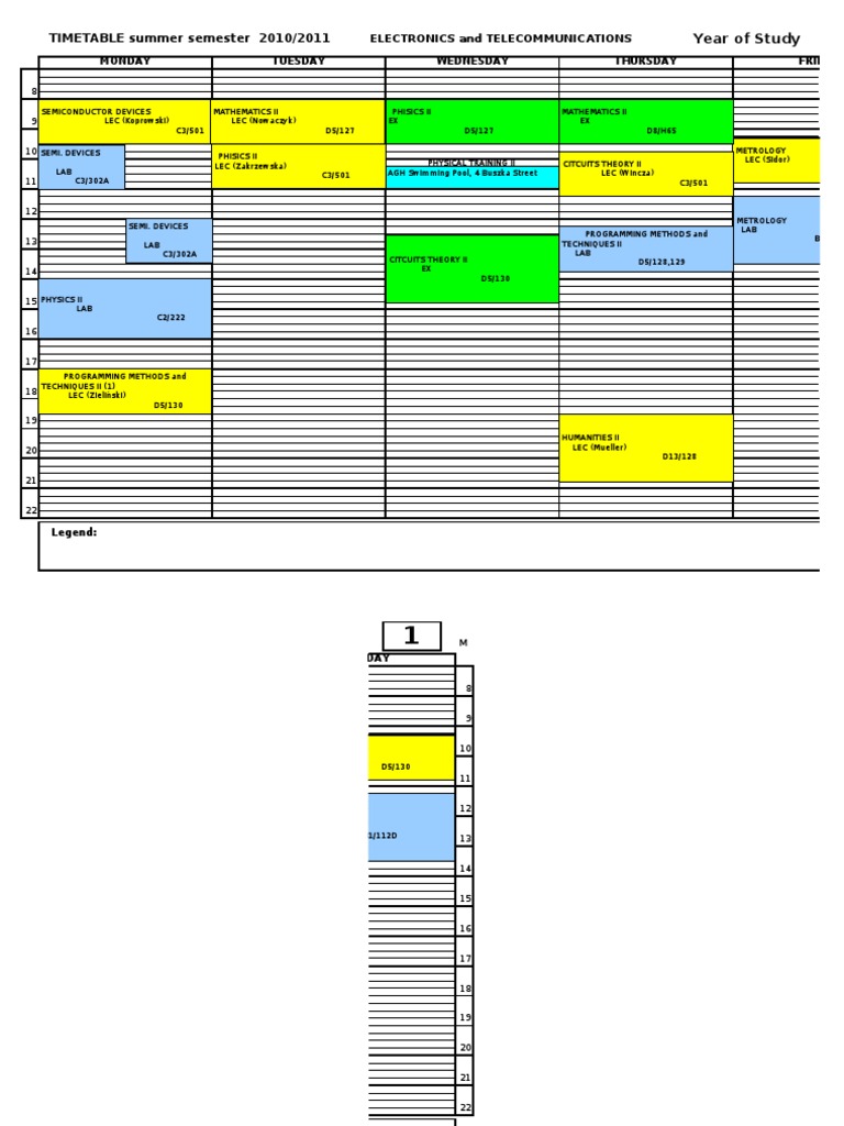 Summer 2010 Electronics Timetable | PDF