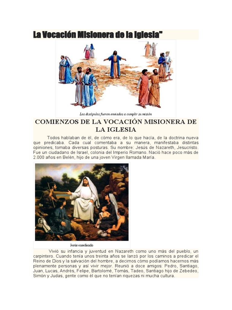 Vocación Misionera en la Iglesia Actual | PDF | Misionero | Iglesia ...