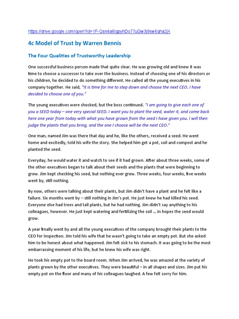 4C Leadership Model of Trust | PDF | Leadership
