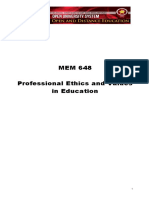 Mem 648 Professional Ethics and Values in Education