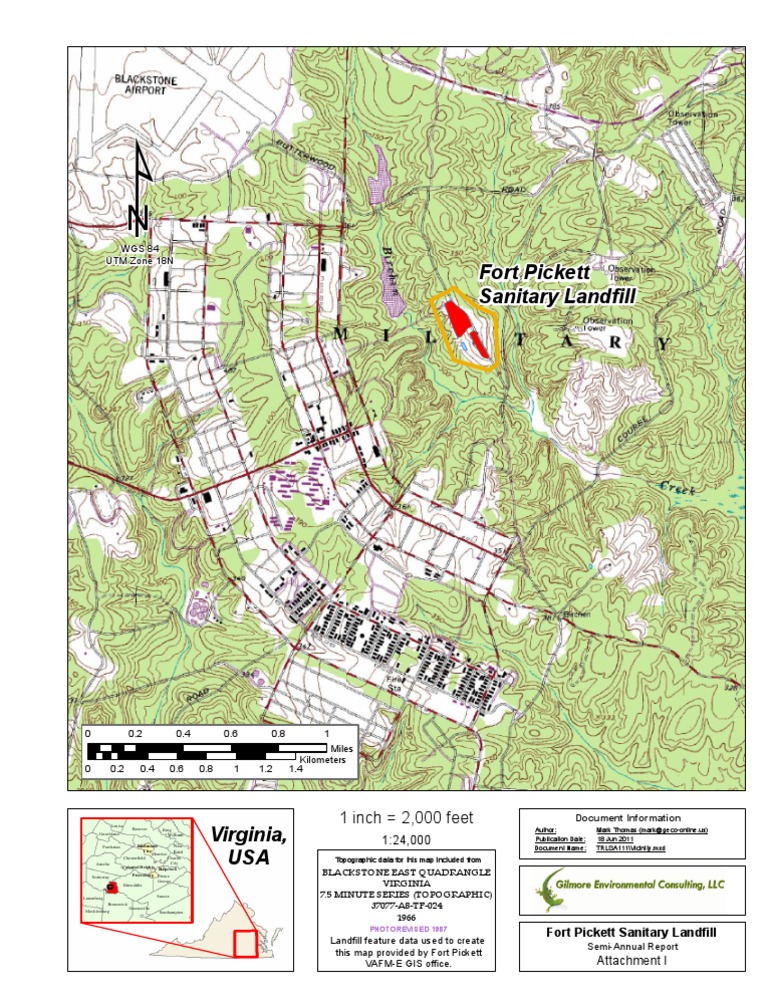 Fort Pickett Sanitary Landfill WGS 84 UTM Zone 18N