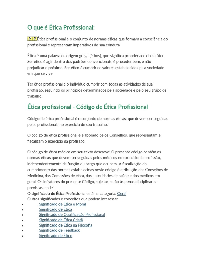 O Que É Ética Profissional | PDF