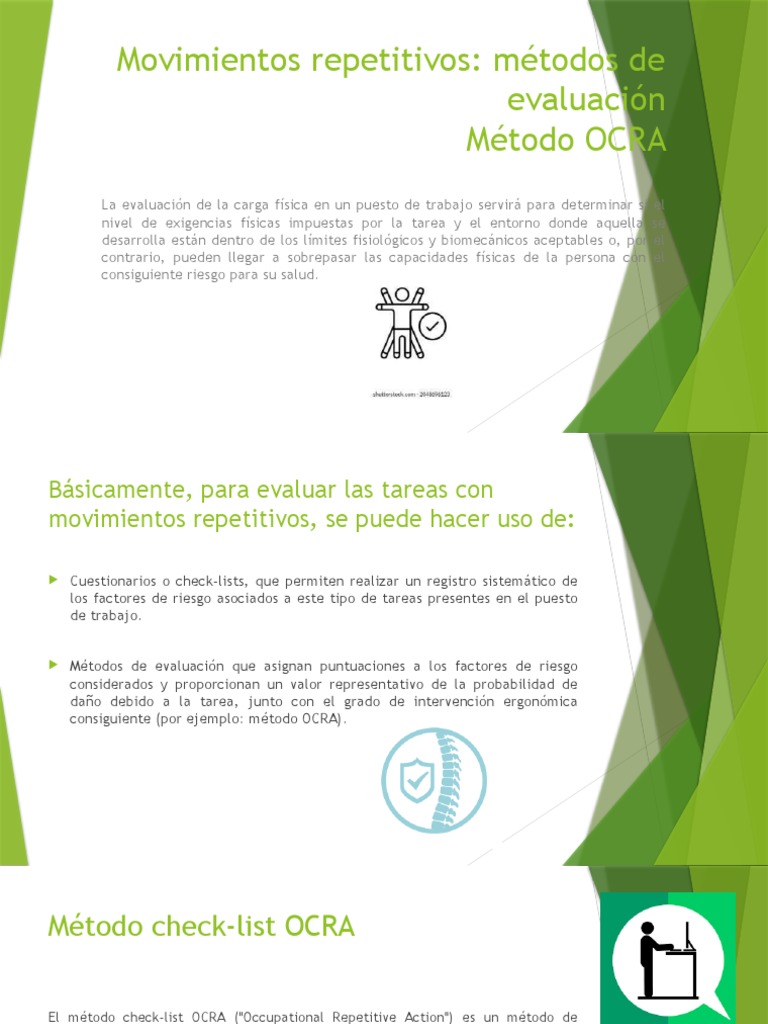Evaluación ergonómica de tareas repetitivas mediante el método OCRA ...