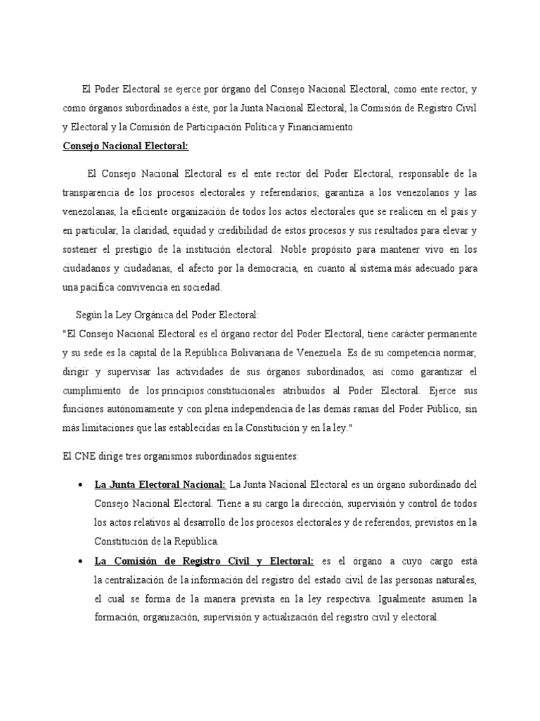Estructura y funciones del CNE en Venezuela | PDF | Elecciones ...