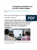 How To End The Hegemony of English in Scientific Research USA EL PAÍS in English