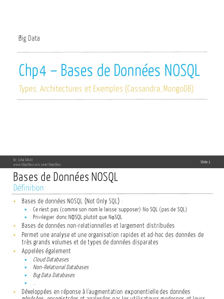 Bases de Données NOSQL : Types et Exemples | PDF | MongoDB | NoSQL