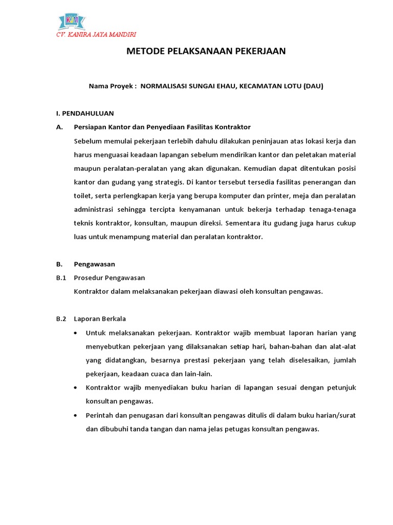 Metode Pelaksanaan Normalisasi Sungai Ehau | PDF | Griya & Taman ...