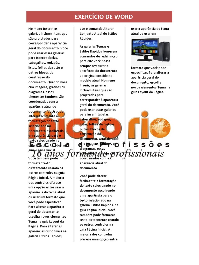 Word exercício formatação | PDF | Informática | Desenvolvimento de software