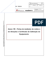 Anexo VIII - Fichas de medições de ruídos e de vibrações e Certificado de Calibração do Equipamento