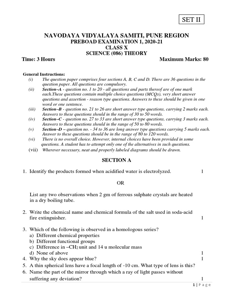 Science Physics Pre Board Pdf Sexual Reproduction Chemistry