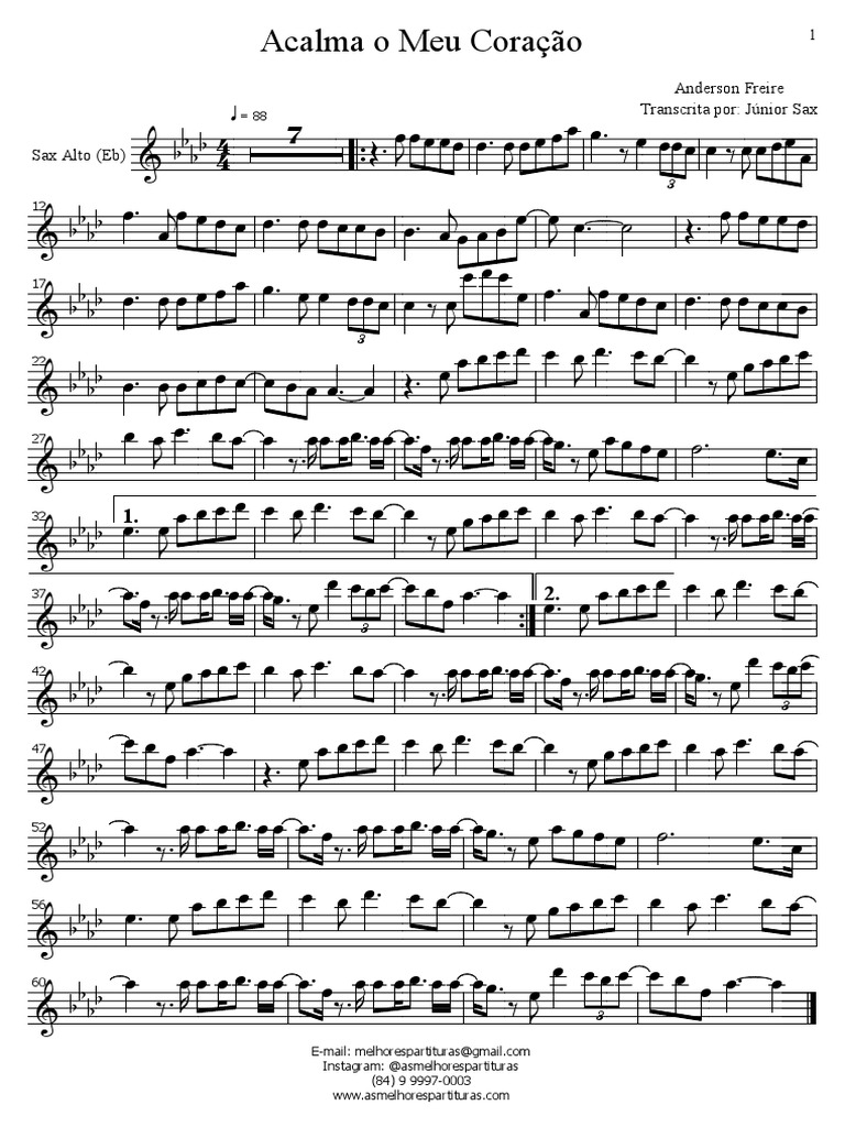 Partitura - Acalma o Meu Coração (Sax Alto (Eb) | PDF