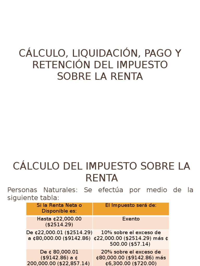 Cálculo y Liquidación del Impuesto a la Renta | PDF | Impuesto sobre la ...